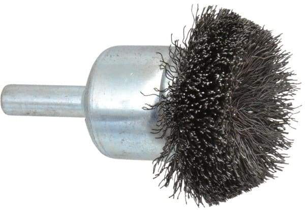 Anderson - 1-1/2" Brush Diam, Crimped, Flared End Brush - 1/4" Diam Shank, 20,000 Max RPM - Eagle Tool & Supply