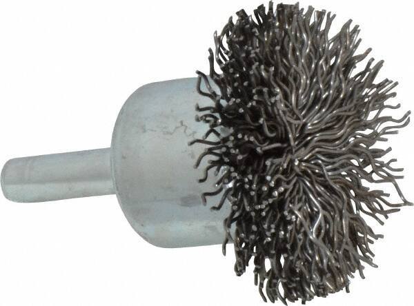 Anderson - 1-1/2" Brush Diam, Crimped, Flared End Brush - 1/4" Diam Shank, 20,000 Max RPM - Eagle Tool & Supply