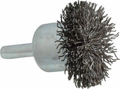 Anderson - 1-1/2" Brush Diam, Crimped, Flared End Brush - 1/4" Diam Shank, 20,000 Max RPM - Eagle Tool & Supply