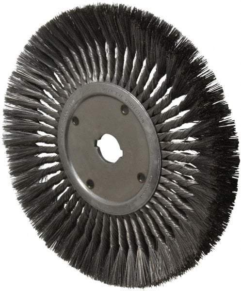 Anderson - 12" OD, 1-1/4" Arbor Hole, Knotted Steel Wheel Brush - 3/4" Face Width, 3-1/8" Trim Length, 0.014" Filament Diam, 3,600 RPM - Eagle Tool & Supply