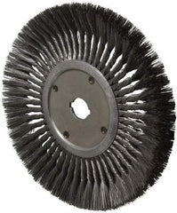 Anderson - 12" OD, 1-1/4" Arbor Hole, Knotted Steel Wheel Brush - 3/4" Face Width, 3-1/8" Trim Length, 0.014" Filament Diam, 3,600 RPM - Eagle Tool & Supply