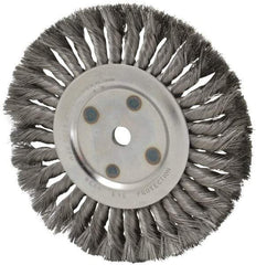 Anderson - 8" OD, 5/8" Arbor Hole, Knotted Steel Wheel Brush - 5/8" Face Width, 1-3/4" Trim Length, 0.0118" Filament Diam, 6,000 RPM - Eagle Tool & Supply