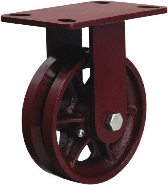 Hamilton - 6" Diam x 2" Wide, Iron Rigid Caster - 1,000 Lb Capacity, Top Plate Mount, 4-1/2" x 6-1/2" Plate, Straight Roller Bearing - Eagle Tool & Supply