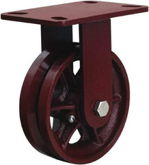 Hamilton - 6" Diam x 2" Wide, Iron Rigid Caster - 1,000 Lb Capacity, Top Plate Mount, 4-1/2" x 6-1/2" Plate, Straight Roller Bearing - Eagle Tool & Supply
