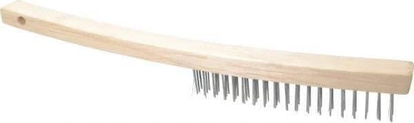 Value Collection - 3 Rows x 19 Columns Bent Handle Scratch Brush - 14" OAL, 1-1/8" Trim Length, Wood Curved Handle - Eagle Tool & Supply