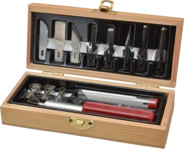 Excel - Woodworking Set - 13 Pieces, Includes Wooden Boxed Knife Set 1 Knife, 14 Blades - Eagle Tool & Supply