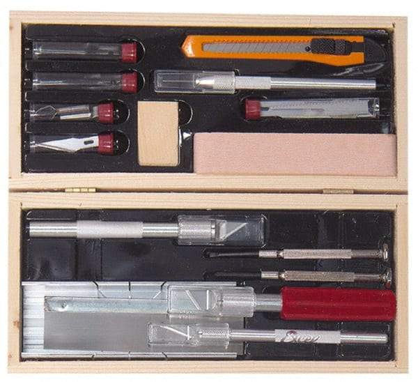 Excel - Hobby Knife Set - 17 Pieces, Includes Deluxe Large Wooden Chest Boxed - Eagle Tool & Supply