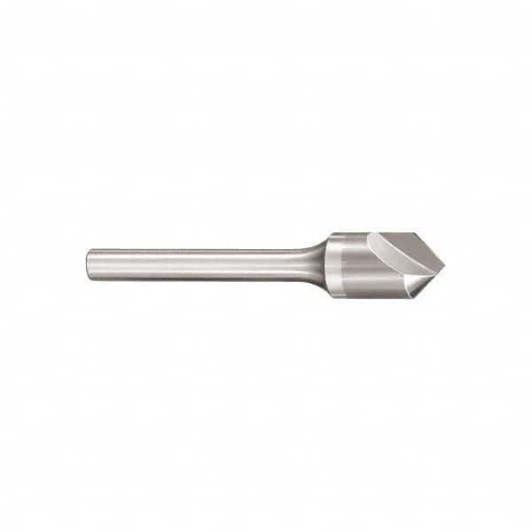 SGS - 3/4" Head Diam, 1/2" Shank Diam, 1 Flute 60° Solid Carbide Countersink - Eagle Tool & Supply