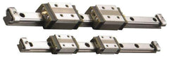 THK - 45mm Block L x 27mm W x 16.9mm H, 15mm Transverse Hole Spcg, 15mm Lateral Hole Spcg, 4-Way Compact HSR Assembly - M4x4.5 Block Hole, 350mm Rail L x 12mm W x 11mm H, 20mm Assembly H, 7.5mm Overhang - Eagle Tool & Supply