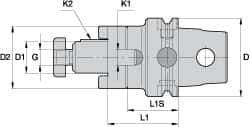 Kennametal - KM63UT Modular Connection 40mm Pilot Diam Shell Mill Holder - 50mm Flange to Nose End Projection, 70mm Nose Diam - Exact Industrial Supply