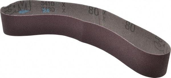 3M - 1-1/2" Wide x 24" OAL, 80 Grit, Aluminum Oxide Abrasive Belt - Aluminum Oxide, Medium, Coated, X Weighted Cloth Backing, Series 341D - Eagle Tool & Supply