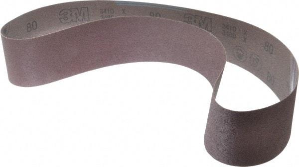 3M - 3" Wide x 48" OAL, 80 Grit, Aluminum Oxide Abrasive Belt - Aluminum Oxide, Medium, Coated, X Weighted Cloth Backing, Series 341D - Eagle Tool & Supply