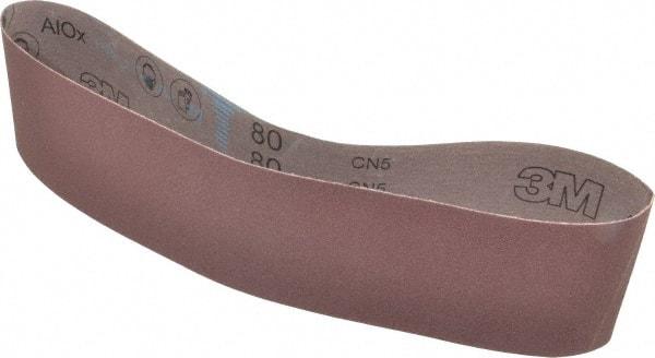 3M - 4" Wide x 36" OAL, 80 Grit, Aluminum Oxide Abrasive Belt - Aluminum Oxide, Medium, Coated, X Weighted Cloth Backing, Series 340D - Eagle Tool & Supply