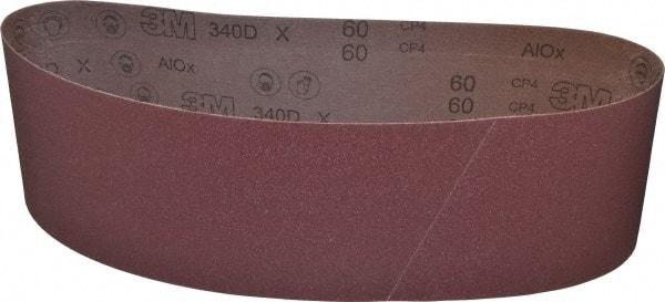 3M - 6" Wide x 48" OAL, 60 Grit, Aluminum Oxide Abrasive Belt - Aluminum Oxide, Medium, Coated, X Weighted Cloth Backing, Series 340D - Eagle Tool & Supply