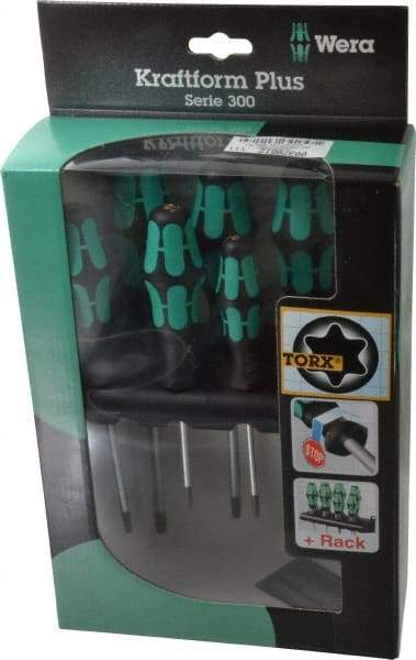 Wera - 6 Piece T10 to T40 Micro Handle Torx Driver Set - T10, T15, T20, T25, T30, T40 - Eagle Tool & Supply