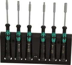 Wera - 6 Piece 2 to 5mm Electronic Nutdriver Set - Standard Shaft, Ergonomic Handle - Eagle Tool & Supply
