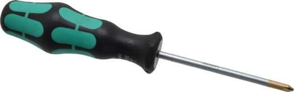 Wera - #1, 7" OAL, Standard Phillips Screwdriver - 3-1/8" Blade Length, Round Shank, Ergonomic Handle - Eagle Tool & Supply