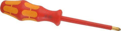Wera - #2, 8" OAL, Insulated Phillips Screwdriver - 4" Blade Length, Round Shank, Ergonomic Handle - Eagle Tool & Supply