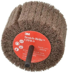 3M - 3" Diam x 1-3/4" Face Width, Medium Aluminum Oxide Nonwoven Mounted Flap Wheel - 1/4" Shank Mount, 8,500 Max RPM - Eagle Tool & Supply