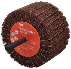 3M - 3" Diam x 1-3/4" Face Width, Medium Aluminum Oxide Coated Mounted Flap Wheel - 1/4" Shank Mount, 80 Grit, X Weighted Backing, 7,500 Max RPM - Eagle Tool & Supply