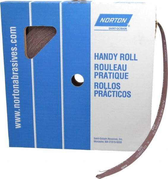 Norton - 1" x 50 Yd 50 Grit Aluminum Oxide Cloth Roll - Coarse Grade, J Weighted Backing - Eagle Tool & Supply