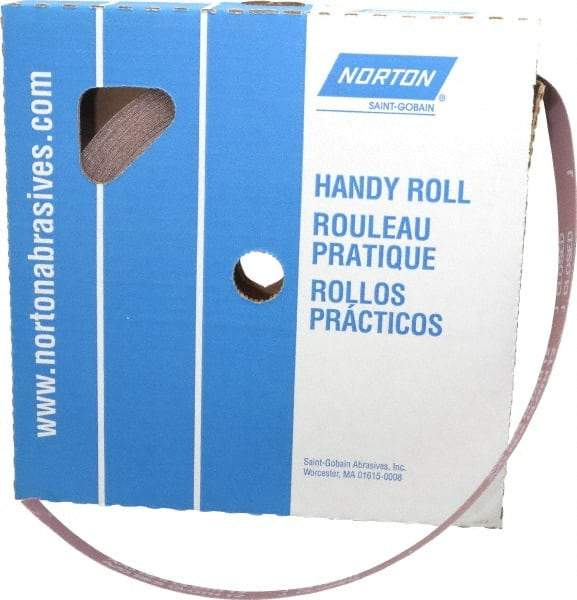 Norton - 1" x 50 Yd 100 Grit Aluminum Oxide Cloth Roll - Fine Grade, J Weighted Backing - Eagle Tool & Supply