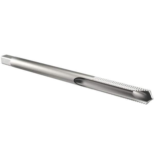 Kennametal - 5/16-18 UNC, 2 Flute, Bright Finish, High Speed Steel Spiral Point Tap - Plug Chamfer, Right Hand Thread, 2-23/32" OAL, 1-1/8" Thread Length, 0.318" Shank Diam - Exact Industrial Supply
