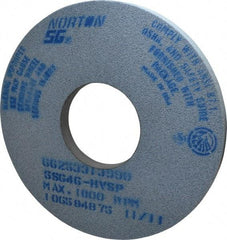 Norton - 14" Diam x 5" Hole x 1" Thick, H Hardness, 46 Grit Surface Grinding Wheel - Ceramic, Type 1, Coarse Grade, 2,320 Max RPM, Vitrified Bond, No Recess - Eagle Tool & Supply
