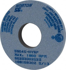 Norton - 14" Diam x 5" Hole x 1-1/2" Thick, H Hardness, 46 Grit Surface Grinding Wheel - Ceramic, Type 1, Coarse Grade, 1,800 Max RPM, Vitrified Bond, No Recess - Eagle Tool & Supply