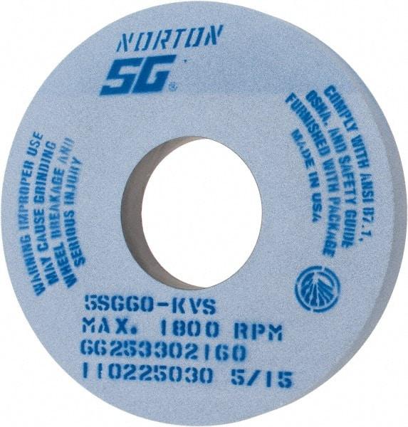Norton - 14" Diam x 5" Hole x 1-1/2" Thick, K Hardness, 60 Grit Surface Grinding Wheel - Ceramic, Type 1, Medium Grade, 1,800 Max RPM, Vitrified Bond, No Recess - Eagle Tool & Supply