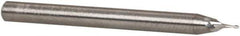 RobbJack - 0.058", 0.087" LOC, 1/8" Shank Diam, 1-1/2" OAL, 2 Flute, Solid Carbide Square End Mill - Single End, Uncoated, Spiral Flute, 30° Helix, Centercutting, Right Hand Cut, Right Hand Flute, Series SS-2 - Eagle Tool & Supply