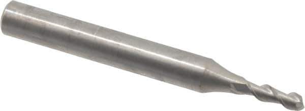 SGS - 3mm, 8mm LOC, 6mm Shank Diam, 52mm OAL, 2 Flute, Solid Carbide Square End Mill - Single End, Uncoated, Spiral Flute, 45° Helix, Centercutting, Right Hand Cut, Right Hand Flute, Series 44 - Eagle Tool & Supply