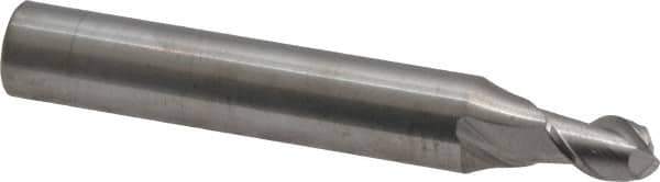 SGS - 1/4", 2 Flute, Single End, Solid Carbide, 0.01" Corner Radius End Mill - 2-1/2" OAL, 45° Helix, Right Hand Flute, 3/8" LOC, Right Hand Cut - Eagle Tool & Supply