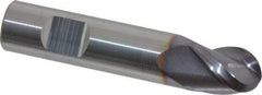 Niagara Cutter - 1/2" Diam, 5/8" LOC, 3 Flute Solid Carbide Ball End Mill - TiAlN Finish, Single End, 2-1/2" OAL, 1/2" Shank Diam, Spiral Flute - Eagle Tool & Supply