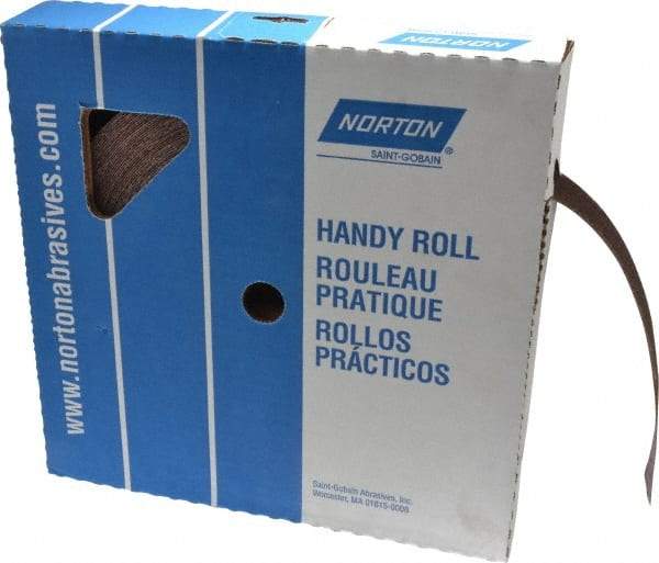 Norton - 1-1/2" x 50 Yd 50 Grit Aluminum Oxide Cloth Roll - Coarse Grade, J Weighted Backing - Eagle Tool & Supply