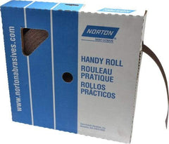 Norton - 1-1/2" x 50 Yd 50 Grit Aluminum Oxide Cloth Roll - Coarse Grade, J Weighted Backing - Eagle Tool & Supply
