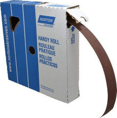 Norton - 1-1/2" x 50 Yd 120 Grit Aluminum Oxide Cloth Roll - Fine Grade, J Weighted Backing - Eagle Tool & Supply