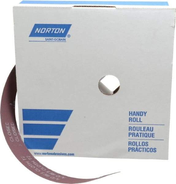 Norton - 1-1/2" x 50 Yd 400 Grit Aluminum Oxide Cloth Roll - Extra Fine Grade, J Weighted Backing - Eagle Tool & Supply