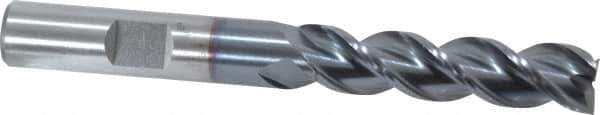 Cleveland - 3/8", 1-1/2" LOC, 3/8" Shank Diam, 3-1/4" OAL, 3 Flute, Powdered Metal Square End Mill - Single End, TiCN Finish, Spiral Flute, 42° Helix, Centercutting, Right Hand Cut, Right Hand Flute, Series PM-539R - Eagle Tool & Supply