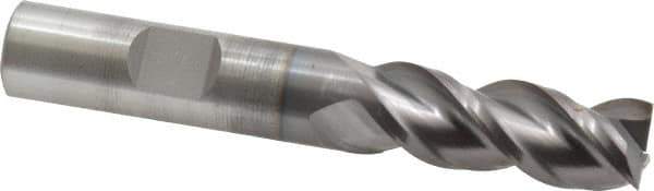 Cleveland - 1/2", 1-1/4" LOC, 1/2" Shank Diam, 3-1/4" OAL, 3 Flute, Powdered Metal Square End Mill - Single End, TiCN Finish, Spiral Flute, 42° Helix, Centercutting, Right Hand Cut, Right Hand Flute, Series PM-539R - Eagle Tool & Supply