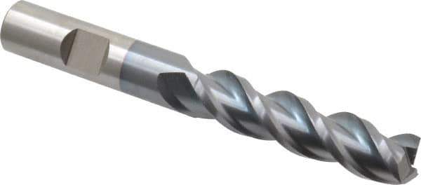 Cleveland - 1/2", 2" LOC, 1/2" Shank Diam, 4" OAL, 3 Flute, Powdered Metal Square End Mill - Single End, TiCN Finish, Spiral Flute, 42° Helix, Centercutting, Right Hand Cut, Right Hand Flute, Series PM-539R - Eagle Tool & Supply