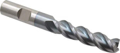 Cleveland - 1/2", 2" LOC, 1/2" Shank Diam, 4" OAL, 3 Flute, Powdered Metal Square End Mill - Single End, TiCN Finish, Spiral Flute, 42° Helix, Centercutting, Right Hand Cut, Right Hand Flute, Series PM-539R - Eagle Tool & Supply