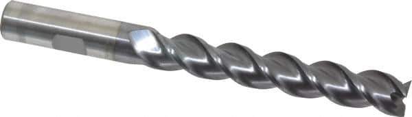 Cleveland - 1/2", 3" LOC, 1/2" Shank Diam, 5" OAL, 3 Flute, Powdered Metal Square End Mill - Single End, TiCN Finish, Spiral Flute, 42° Helix, Centercutting, Right Hand Cut, Right Hand Flute, Series PM-539R - Eagle Tool & Supply