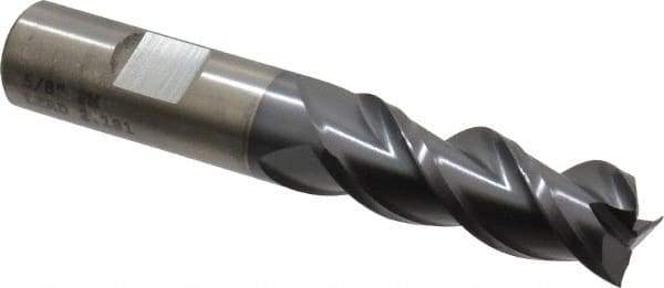 Cleveland - 5/8", 1-5/8" LOC, 5/8" Shank Diam, 3-7/8" OAL, 3 Flute, Powdered Metal Square End Mill - Single End, TiCN Finish, Spiral Flute, 42° Helix, Centercutting, Right Hand Cut, Right Hand Flute, Series PM-539R - Eagle Tool & Supply