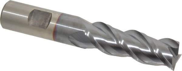 Cleveland - 3/4", 2-1/4" LOC, 3/4" Shank Diam, 4-1/2" OAL, 3 Flute, Powdered Metal Square End Mill - Single End, TiCN Finish, Spiral Flute, 42° Helix, Centercutting, Right Hand Cut, Right Hand Flute, Series PM-539R - Eagle Tool & Supply