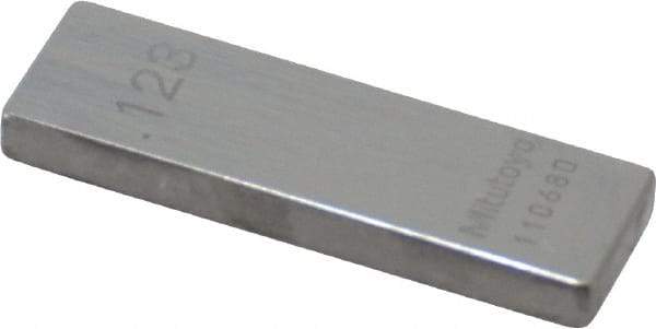 Mitutoyo - 0.123" Rectangular Steel Gage Block - Accuracy Grade 0, Includes Certificate of Inspection - Eagle Tool & Supply