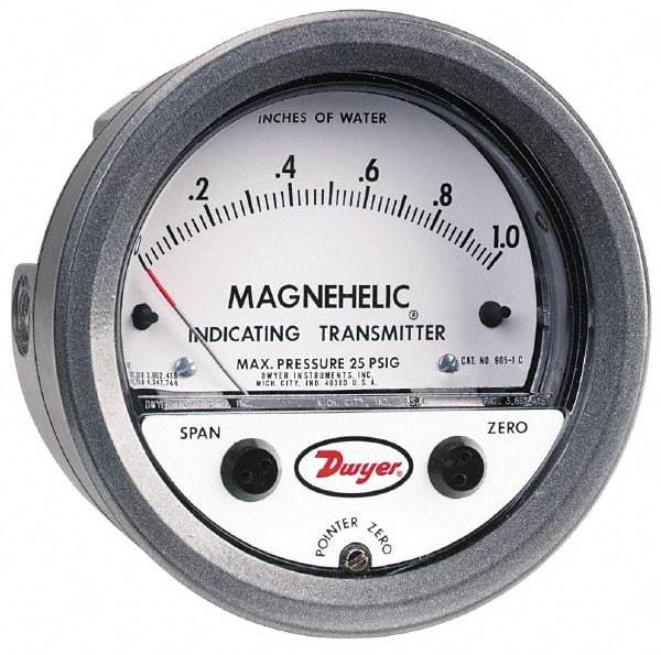 Dwyer - 25 Max psi, Differential Pressure Transmitter with Indication - 1/8" Thread - Eagle Tool & Supply