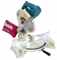 Makita - 15 Amp, 115 Volt, 4,600 RPM, 45° Left Single Bevel Miter Saw - 5/8" Arbor, 10" Blade Diam - Eagle Tool & Supply