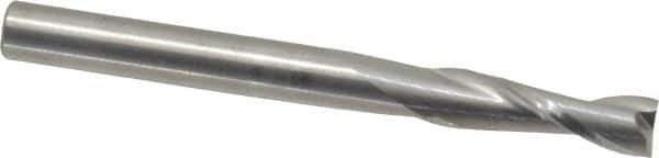 RobbJack - 3/16", 5/8" LOC, 3/16" Shank Diam, 2" OAL, 2 Flute, Solid Carbide Square End Mill - Single End, Uncoated, Spiral Flute, 30° Helix, Centercutting, Right Hand Cut, Right Hand Flute, Series C1-201 - Eagle Tool & Supply