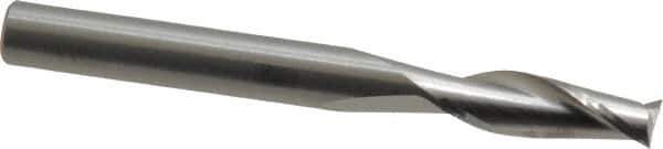 RobbJack - 1/4", 3/4" LOC, 1/4" Shank Diam, 2-1/2" OAL, 2 Flute, Solid Carbide Square End Mill - Single End, Uncoated, Spiral Flute, 30° Helix, Centercutting, Right Hand Cut, Right Hand Flute, Series C1-201 - Eagle Tool & Supply